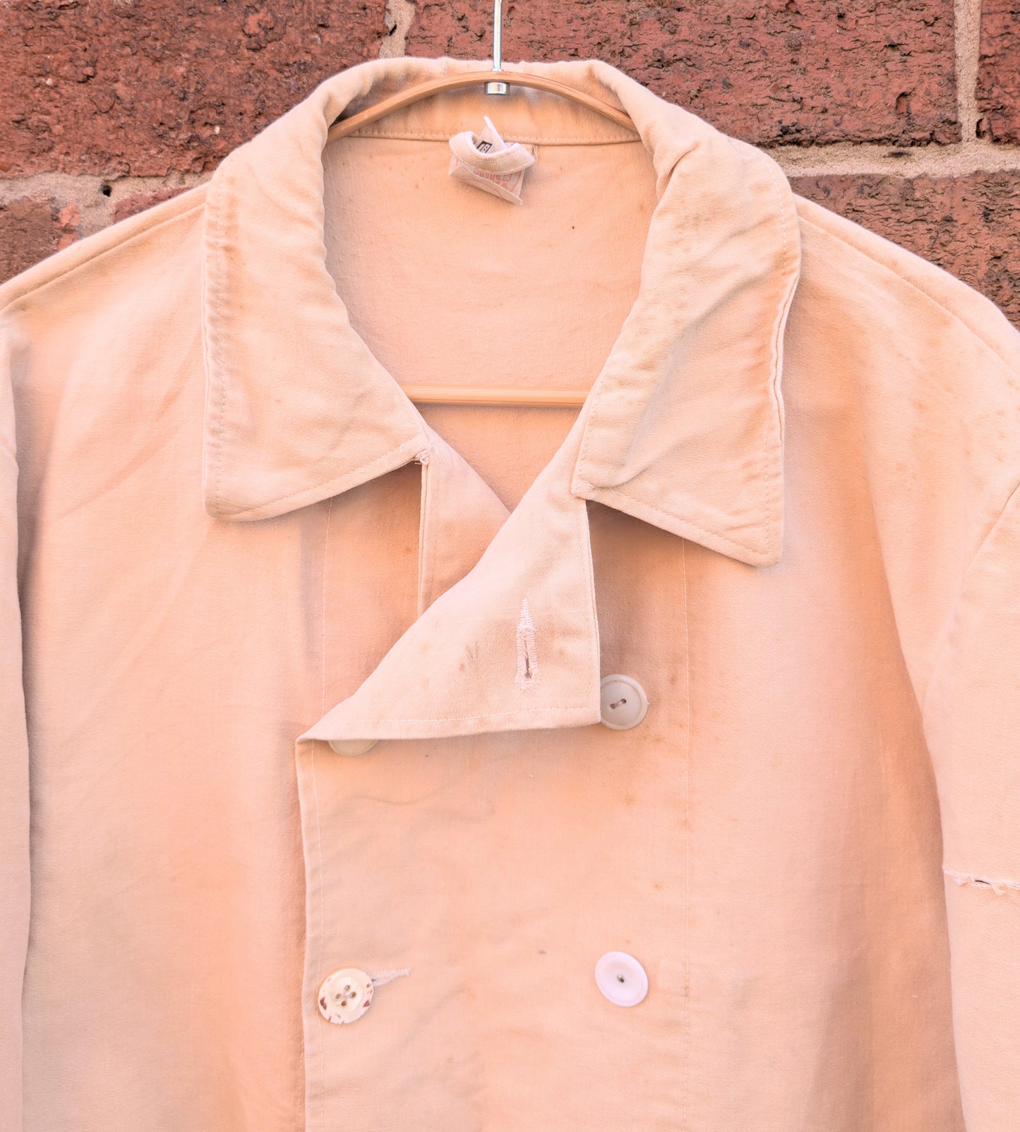 1940s French moleskin double breasted work jacket