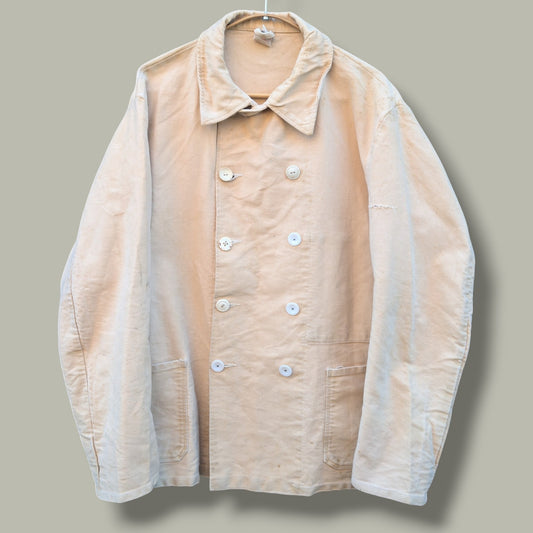 1940s French moleskin double breasted work jacket