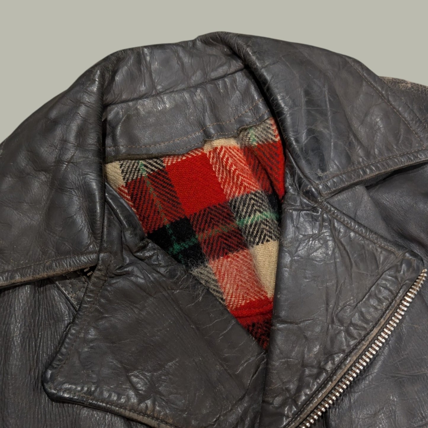 1970s Road Worn Leather Biker Jacket - Made In USA