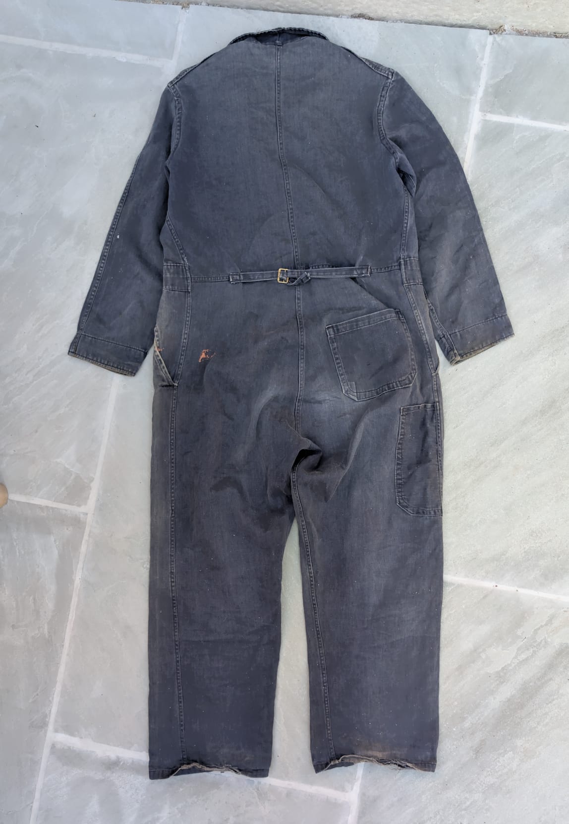 Late 1940s British Military Pattern Cotton Drill Boilersuit Overalls Size Large Cinch Back