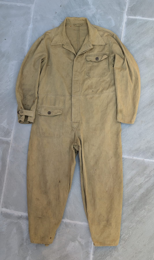 1940s World War II-era British Army Khaki Drill (KD) Overalls / Tanker Suit.
