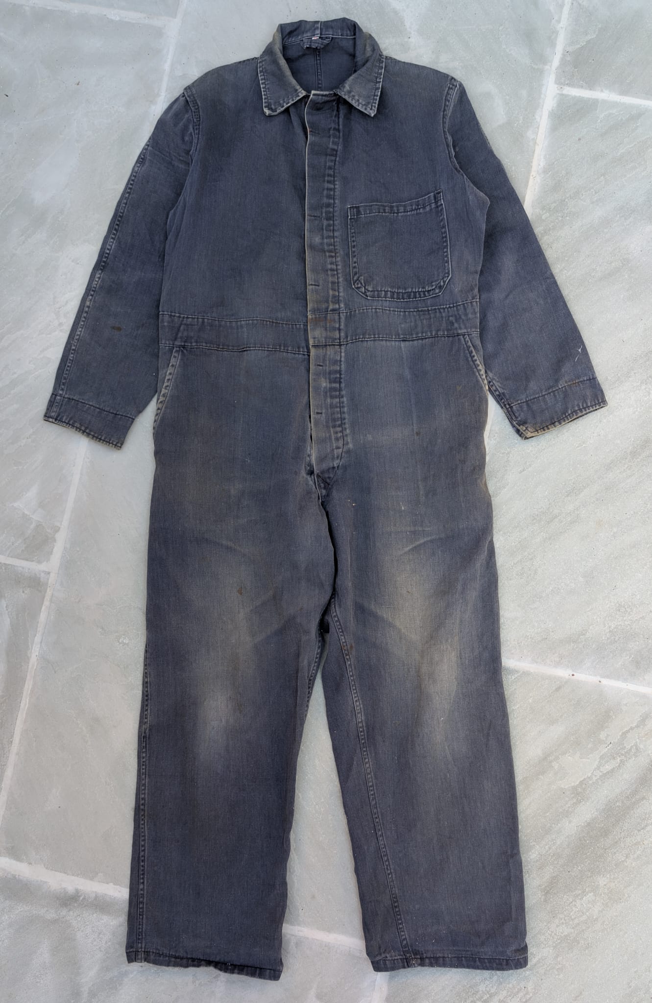 Late 1940s British Military Pattern Cotton Drill Boilersuit Overalls Size Large Cinch Back