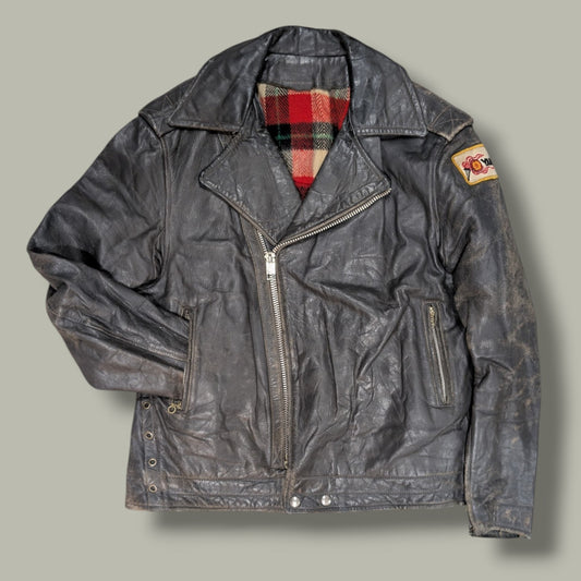 1970s Road Worn Leather Biker Jacket - Made In USA - SOLD IN BUNDLE