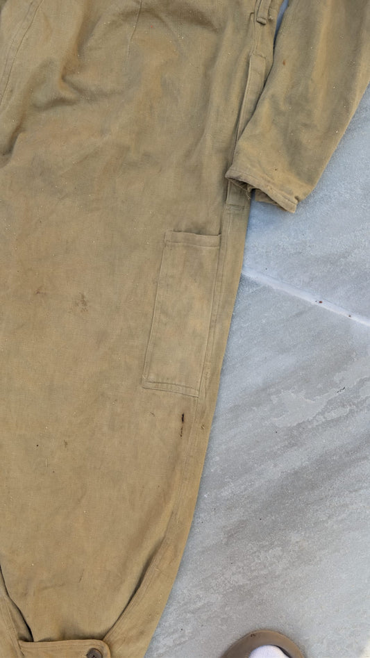 1940s World War II-era British Army Khaki Drill (KD) Overalls / Tanker Suit.